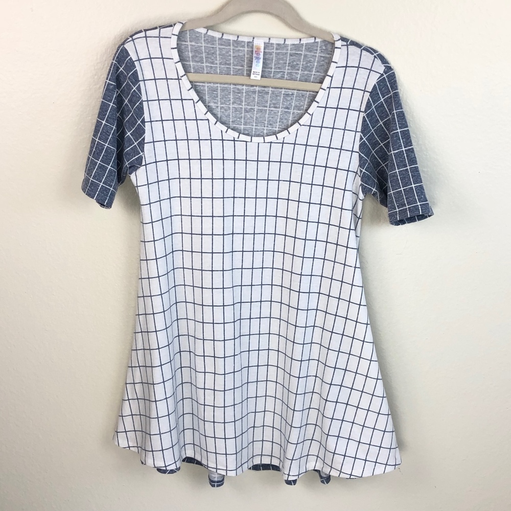 LuLaRoe The Perfect Tee Blue Grid